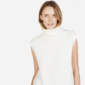 NWOT Everlane The Chunky Wool Sleeveless Turtleneck in Ivory, 100% Wool, Size XS